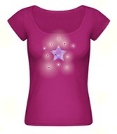 Kristall-Shirt "Crystal-Star", fuchsia, U-Ausschnitt