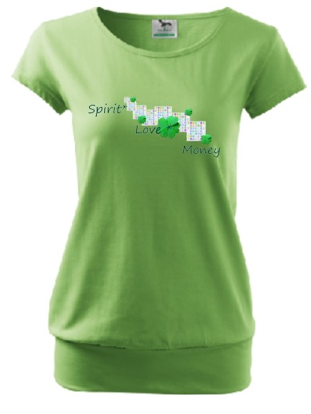 City-Shirt "Spirit, Love, Money", grün