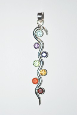 Anhänger Kundalini-Schlange mit Chakra-Steinen