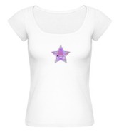 Kristall-Shirt "Crystal-Star", weiß, U-Ausschnitt