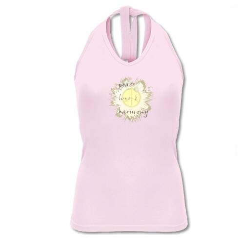 Neckholder-Shirt "Peace, Love, Harmony", hellrosa